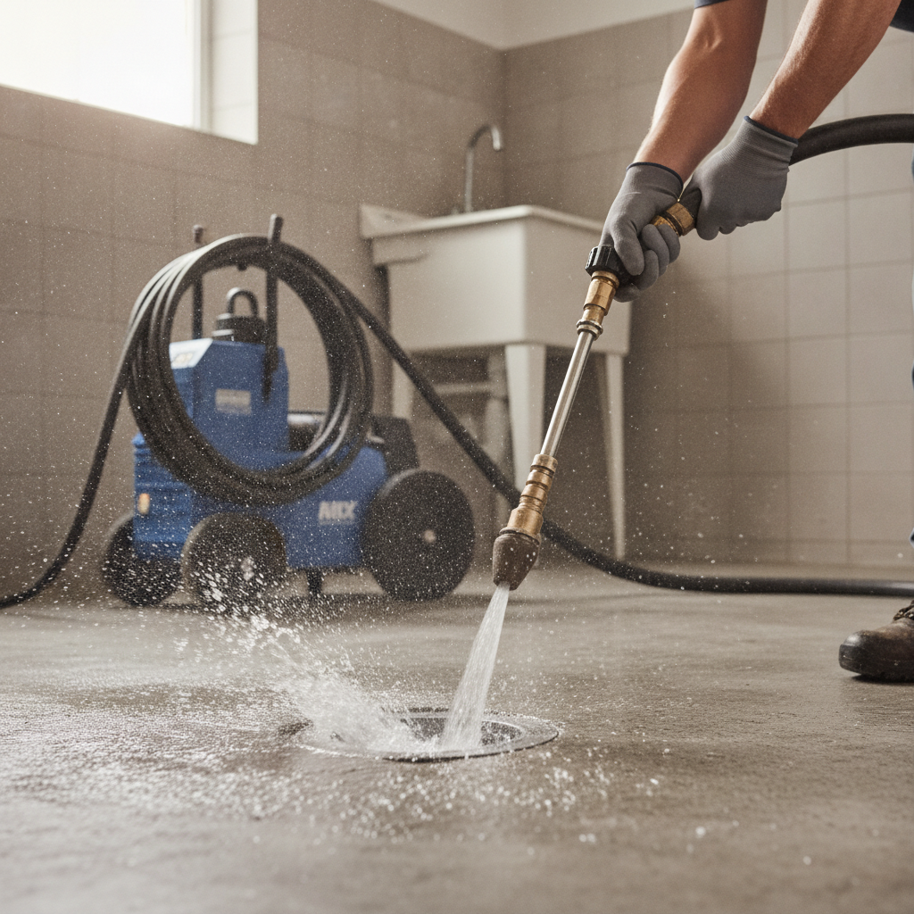 plumber doing hydro jetting but dont show the faces just hands
